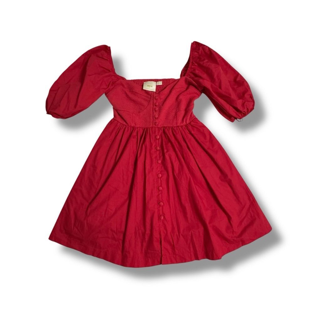 Maeve by Anthropologie Puff Sleeve Sweetheart Mini Dress Romantic Core Size M